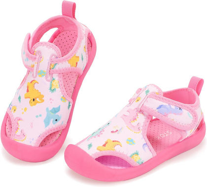 Kids Water Shoes Quick Dry Slip On Beach Swim Pool Sandals | Closed Toe, Non Slip, Lightweight, Water Park, Toddler