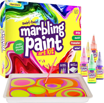 Marbling Paint Art Kit for Kids - Arts & Crafts Gifts for Girls & Boys Ages 6-12 Years Old - Craft Kits Set - Gift