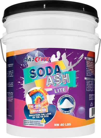 Soda Ash Lite (40 lbs) - 100% Pure Sodium Carbonate - Washing Soda, Tie Die, pH Increaser, and More - Convenient
