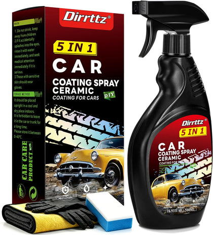 Ceramic Coating for Cars Polish (16 Fl Oz)Hydrophobic Car Wax Spray | Deep Gloss Shine, Hydrophobic Water Beading
