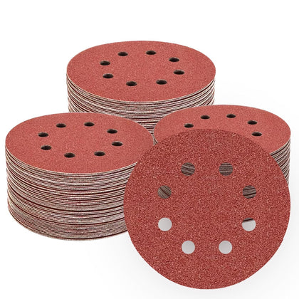 Sanding Discs Set 180-Piece, 5 Inch 8 Hole Hook and Loop Sandpaper for Random Orbital Sander 40 60 80 120 150 240 320