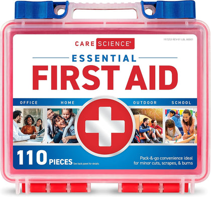 First Aid Kit, 110 Pieces | Professional Use for Travel, Work, School, Home, Car, Emergency, Survival, Camping