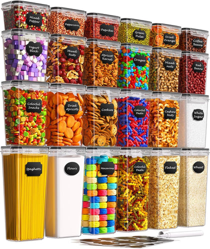 Airtight Food Storage Containers with Lids, 24 PCS Kitchen and Pantry Organization Canisters, BPA-Free, PVC-Free