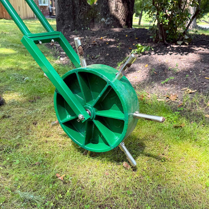 AeroCore Rolling Lawn Aerator – Manual Core Plug Aerator with Chamfered Hollow Tines – Heavy-Duty 38.8 Pound Wheel