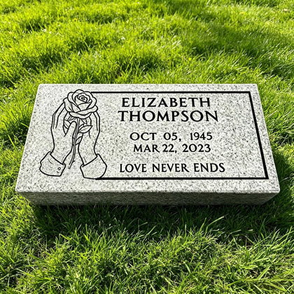 Grey Granite Headstone for Grave Markers, 16x8x3 Memorial Stones for Cemetery for Humans, Personalized Engraved