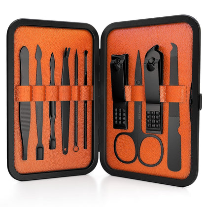 10-Piece Pedicure & Manicure Kit for Men & Women - Includes Nail Clippers, Scissors, Tweezers, Files - Compact Travel
