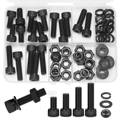 12.9 Grade M8 Screws Assortment Kit, 72pcs Bolts and Nuts Washers Set