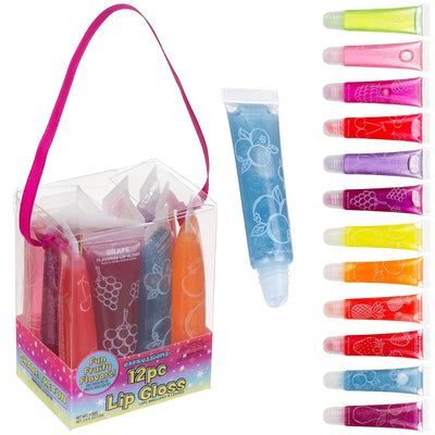 12pc Flavored Lip Gloss Set, Glitter Lip Kit, Fruit Flavored Great Gift