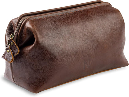 Premium Genuine Leather Toiletry Bag for Men - The Ultimate Travel Dopp Kit and Hygiene Organizer, Perfect Men's