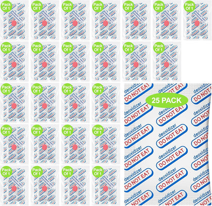 25-Pack High Capacity 2500cc Oxygen Absorbers for Food Storage – Individually Vacuum Sealed in 1-Pack, Food Grade