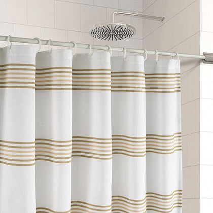Waterproof Shower Curtain - 72W x 72H - 2 in 1 Fabric Design with Built in Laminated Inner Layer - No Liner Needed
