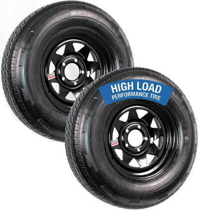 2-Pack Trailer Radial Tire Rim Assembly ST205/75R14 Black 5 Lug