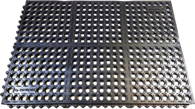 K-Series Anti-Fatigue Drain-Thru, 2' x 3' x 3/4", Black, Interlocking Restaurant Kitchen Drainage Non-Slip