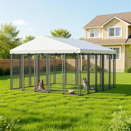 10x10 ft Outdoor Dog Kennel, Heavy Duty Dog Pens for Large Dogs