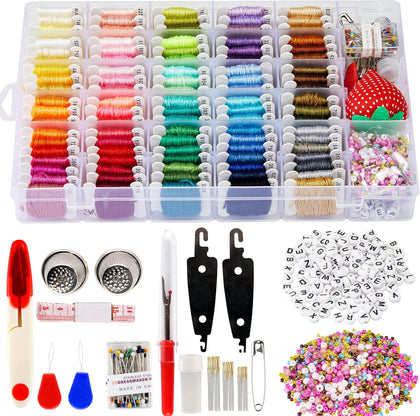Embroidery kit for Beginners Adults,1200 Pcs + Friendship Bracelet String Kits with Storage Box,95 Colors Embroidery
