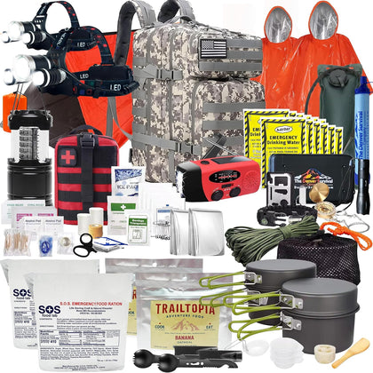 Denver: Premium 72 Hour Survival Backpack with Supplies - 2024 Model Bug Out Bag Backpack - Upgraded Go Bag Emergency