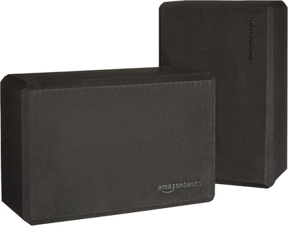 Non-Slip Yoga Blocks, Set of 2, Deepen Poses, 4" x 9" x 6", Black