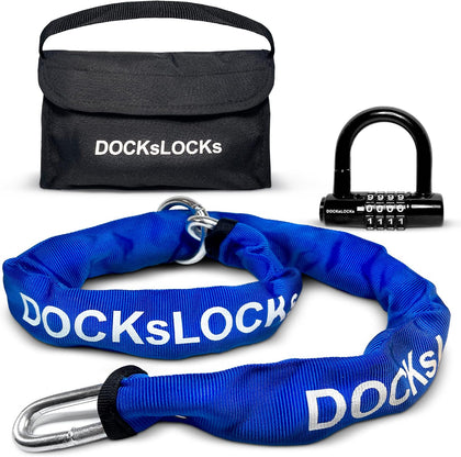 8mm Security Chain Kit (3', 6' or 10') with Compact U-Lock, 3' | Weatherproof, Heavy Duty, Cinch Style, Hardened