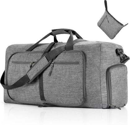 65L/85L/115L Foldable Travel Duffle Bag, Lightweight Checked Luggage with Shoe Compartment, Water-Resistant Weekender