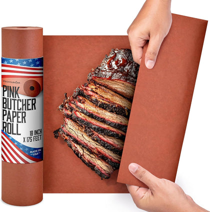 Pink Butcher Paper Roll 18”x175' (2100 Inch) Peach Butcher Paper for Smoker, Food Grade, Brisket, Ribs, BBQ, Smoking