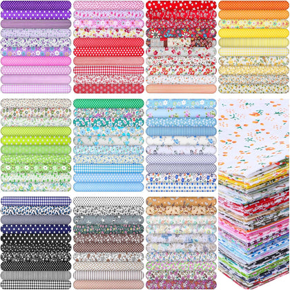100 Pieces 10 x 10 Inches Cotton Fabric Squares, Precut Quilting Fabric Bundles Layer Fat Floral Patchwork Fabrics