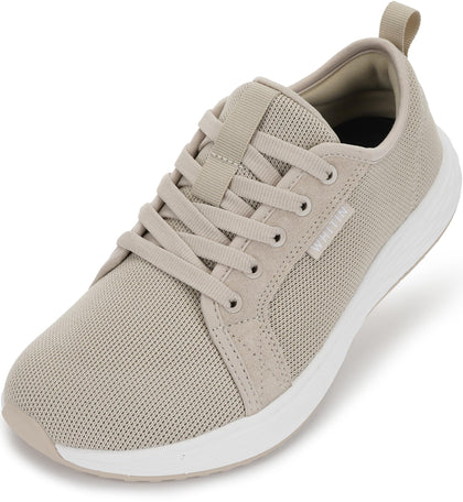 Women's Wide Toe Box Walking Shoes Zero Drop Sneakers Beige, 8W
