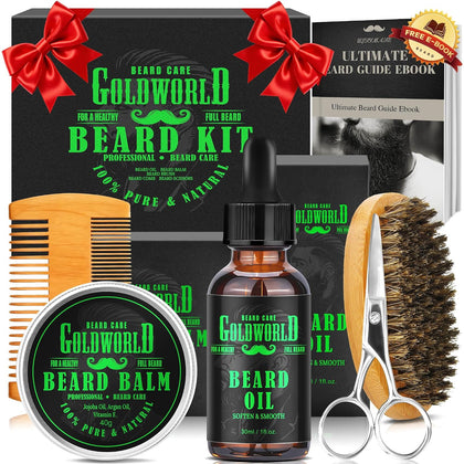 Beard Kit w/Natural Ingredients Beard Oil,Balm,Comb,Scissor | Guide e-Book,Christmas Stocking Stuffers Gifts Ideas