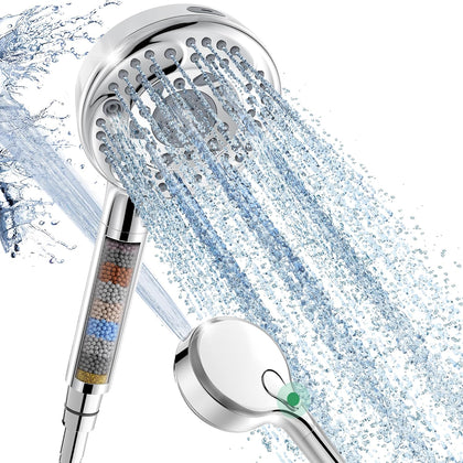 Filtered Shower Head with Handheld, 9-Spray Setting Detachable Showerhead with Filters, Shower Head for Hard Water