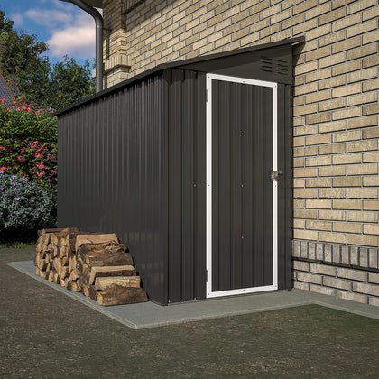 Shed Lean to Storage Shed, Outdoor 4' x 8' Metal Wall Side Storage Sheds & Outdoor Storage, Garden Storage Cabinet