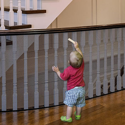 Stairway Net, Baby Gate for Stairs with No Drilling, Baby Safety Banister Guard Rail Net, 18 ft L x 2.66 ft H, Safety