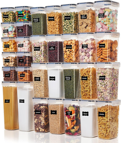 32pcs Airtight Food Storage Containers Set, BPA Free Plastic Kitchen and Pantry Organization Canisters with Lids for