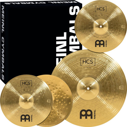 Meinl Cymbal Set Box Pack with 14” Hihats, 18” Crash/Ride, Plus a FREE 14” Crash – HCS Traditional Finish Brass –