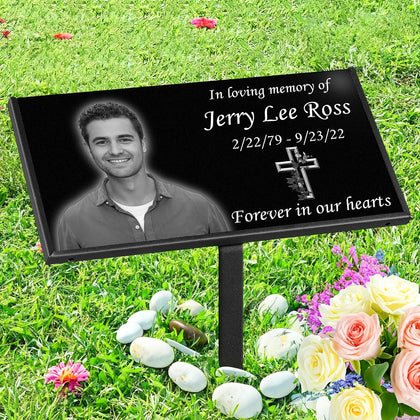 Personalized Memorial Stones,headstones for Graves,Grave Markers for Cemetery for Humans,Black Granite