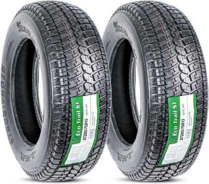 2-Pack ST205/75D15 15 Inch DEEP TREAD Trailer Tire Load Range C
