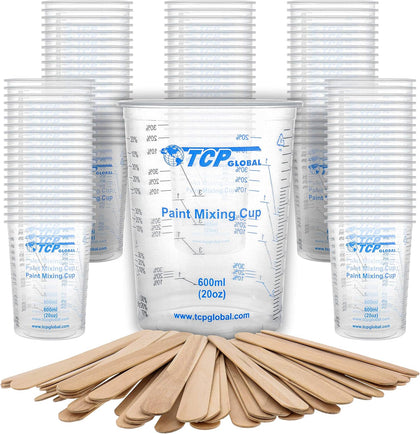 20 oz. (600ml) Graduated Plastic Mixing Cups - Box of 100