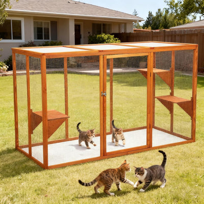 Catio Outdoor Cat Enclosure, 71" Large Catios for Cats Patio, Outside Cat Enclosures, Cattio with Waterproof Roof