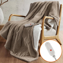 Heated Blanket, Eletric Throw Blanket, Soft, Warm, Reversible Feathersoft - Sherpa Heating Blanket Throw, 5 Lv