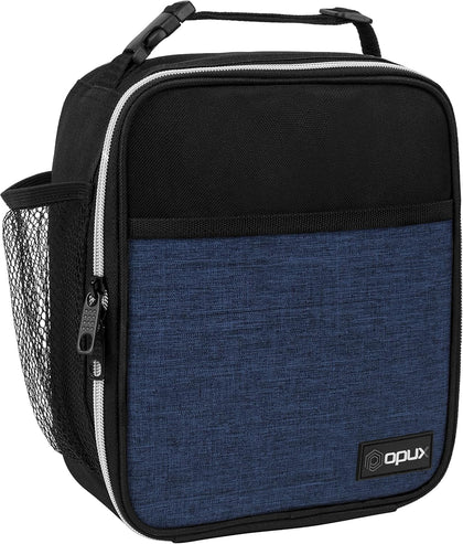 Insulated Lunch Bag for Kids Boys Girls, Small Compact Lunch Box with Wide Opening & Mesh Pockets, Reusable Lunch