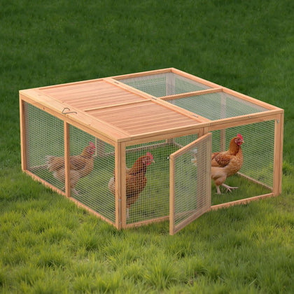 Chicken Coop, Folding Rabbit Hutch w/Handle Wooden Chicken Cage Pens w/Top & Sidewall Opening Doors Portable Small