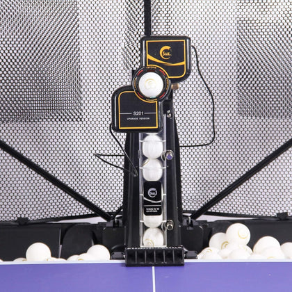 S201 Table Tennis Robot with Machine Recycling net and 200 Balls | easy to assemble,Lots of options for spin, speed