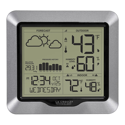 308-1417 Wireless Barometric Pressure Weather Station with WWVB Time, 330ft | Advanced Forecast