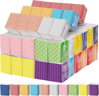 100 Pcs Travel Pocket Tissues Bulk, 3-Ply Individual Wrapped