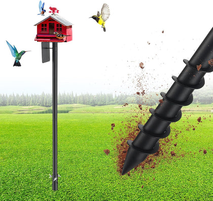 Bird House Pole, 60" Adjustable Bird Feeder Pole with Stand Stake, Heavy Duty 1.2 Inch Diameter Metal Bird Mounting
