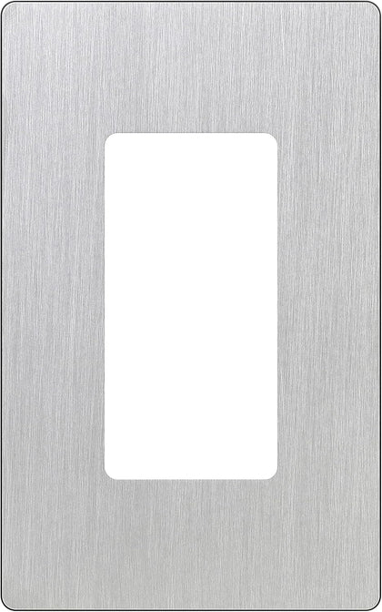 Lutron Claro Light Switch Cover Plate, 1 Gang Wallplate, for Decorator Light Switches, Rocker Light Switch Cover, Outlet Cover, Screwless Switch Plate Cover, Gloss, CW-1-SS, Stainless Steel