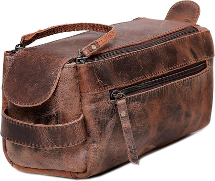 Genuine Buffalo Leather Unisex Toiletry Bag Travel Leather Dopp Kit Made With High Class Buffalo Leather