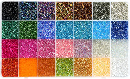 24000Pcs 2mm Glass Seed Beads Kit, with 28 Colors Small Beads Kit for Girls,Women and Adults,Bracelets