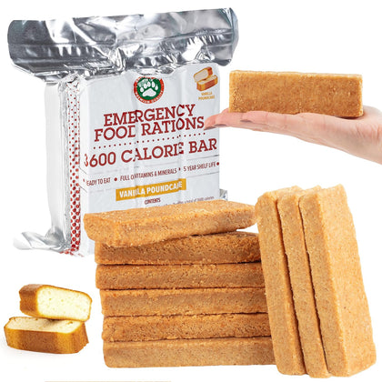 Emergency Food Rations- 3600 Calorie Bar (Vanilla Poundcake) - 3 Day, 72 Hour Ready To Eat Supply For Disaster