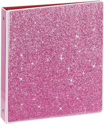3 Ring Binder, Glitter 1 Inch Organizer (10.5'' x 11.5'') Holds 8.5'' x 11''Letter Size 300 Pages, Waterproof Durable