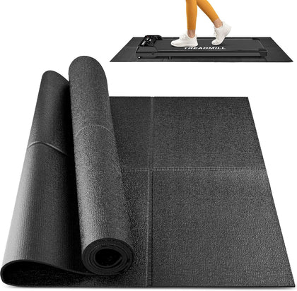 Foldable Rubber Treadmill Mat - Exercise Bike Mat with Waterproof | Non-Slip, Shock Absorption, Exercise Equipment
