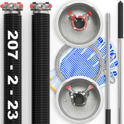 3-Pieces Bundle - Garage Door Torsion Springs (0.207x2x23), Winding Bars Tool, 8.5ft Garage Door Cables & Standard